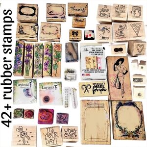 Vintage 42+ Rubber Stamps Collection Thank You Floral Holiday Etc